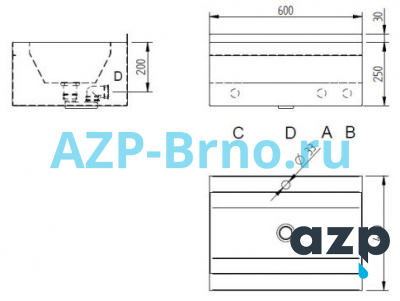 Раковина из нержавеющей стали AUM 030 AZP Brno Чехия (фото, схема)